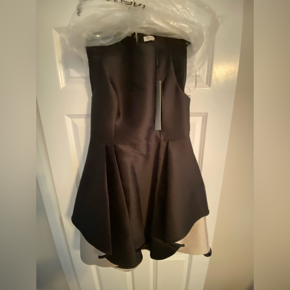 Halston Heritage Never Worn Structured Shoulder Black Dress